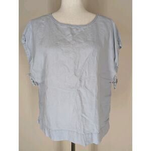 Everlane The Drawstring Tunic 100% Linen Pastel Blue Size Medium